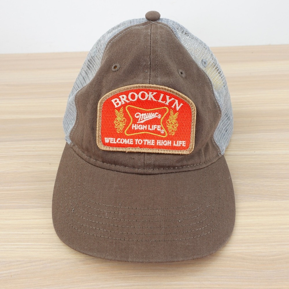 Miller Beer Cap Gray Brown Brooklyn High Life Mesh Outdoor Relaxed